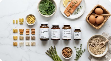 2026 비타민B군 완벽 가이드 — B1·B2·B6·B9·B12 효능·결핍 증상·하루 권장량·복합제 비교·복용법 총정리